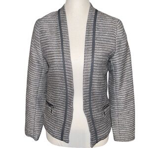 H&M Navy & Gray Metallic Open Front Blazer 4/6